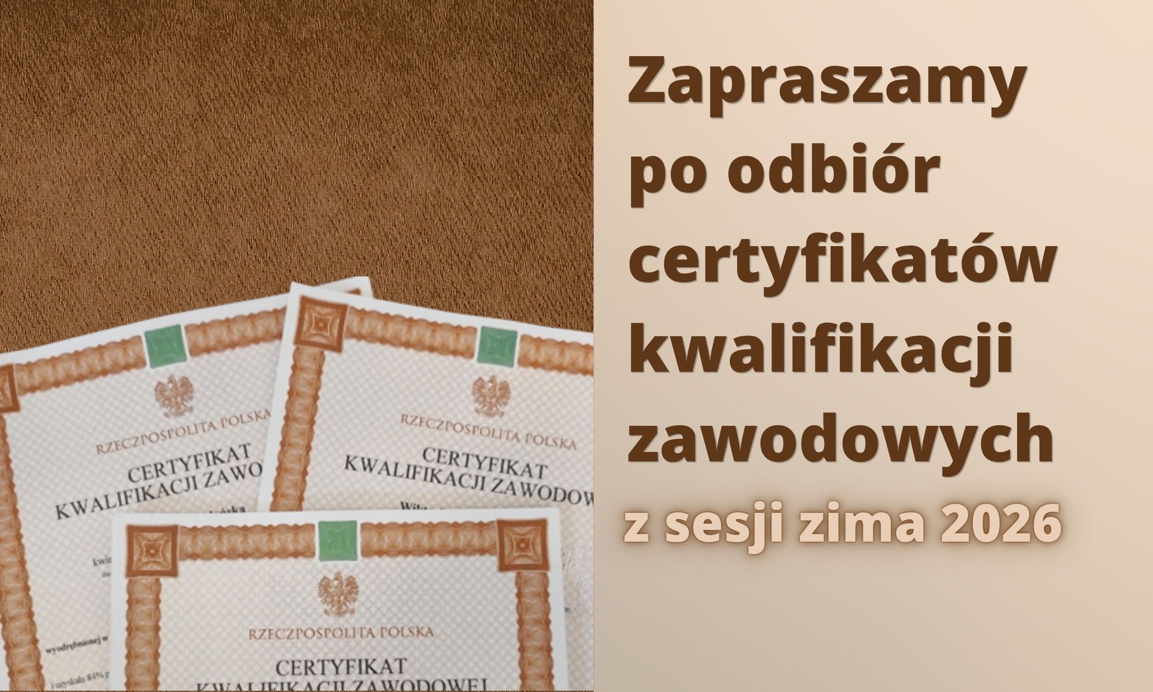 odbiór certyfikatów - ogłoszenie