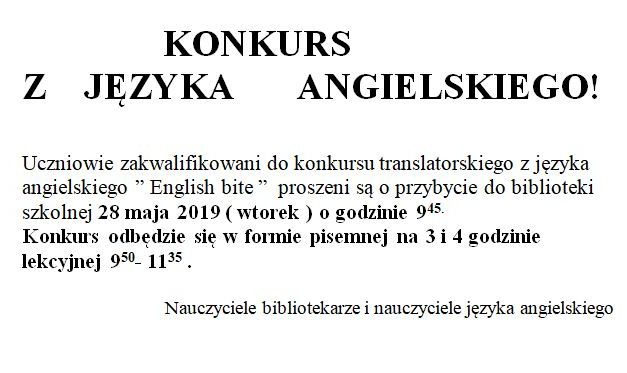 Konkurs z języka angielskiego