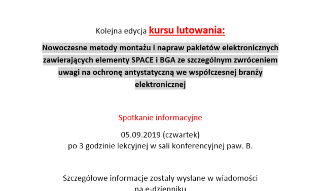 Kolejna edycja kursu lutowania