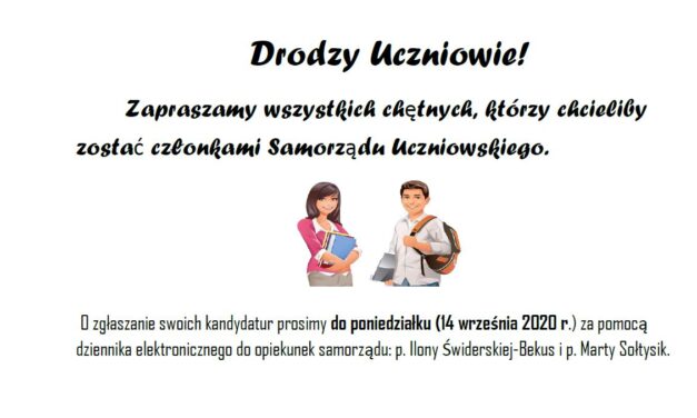 Samorząd uczniowski zaprasza!