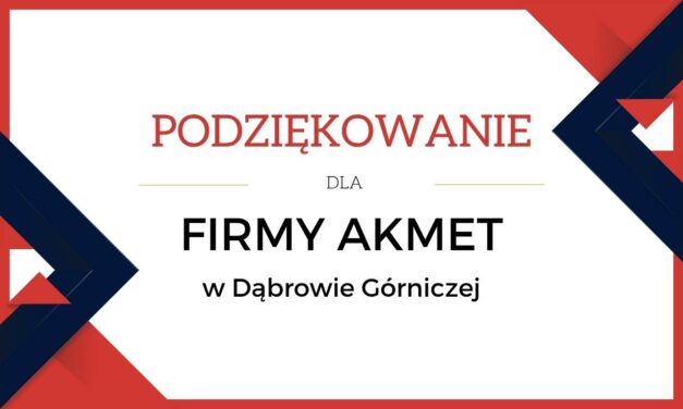 Podziękowanie dla firmy AKMET
