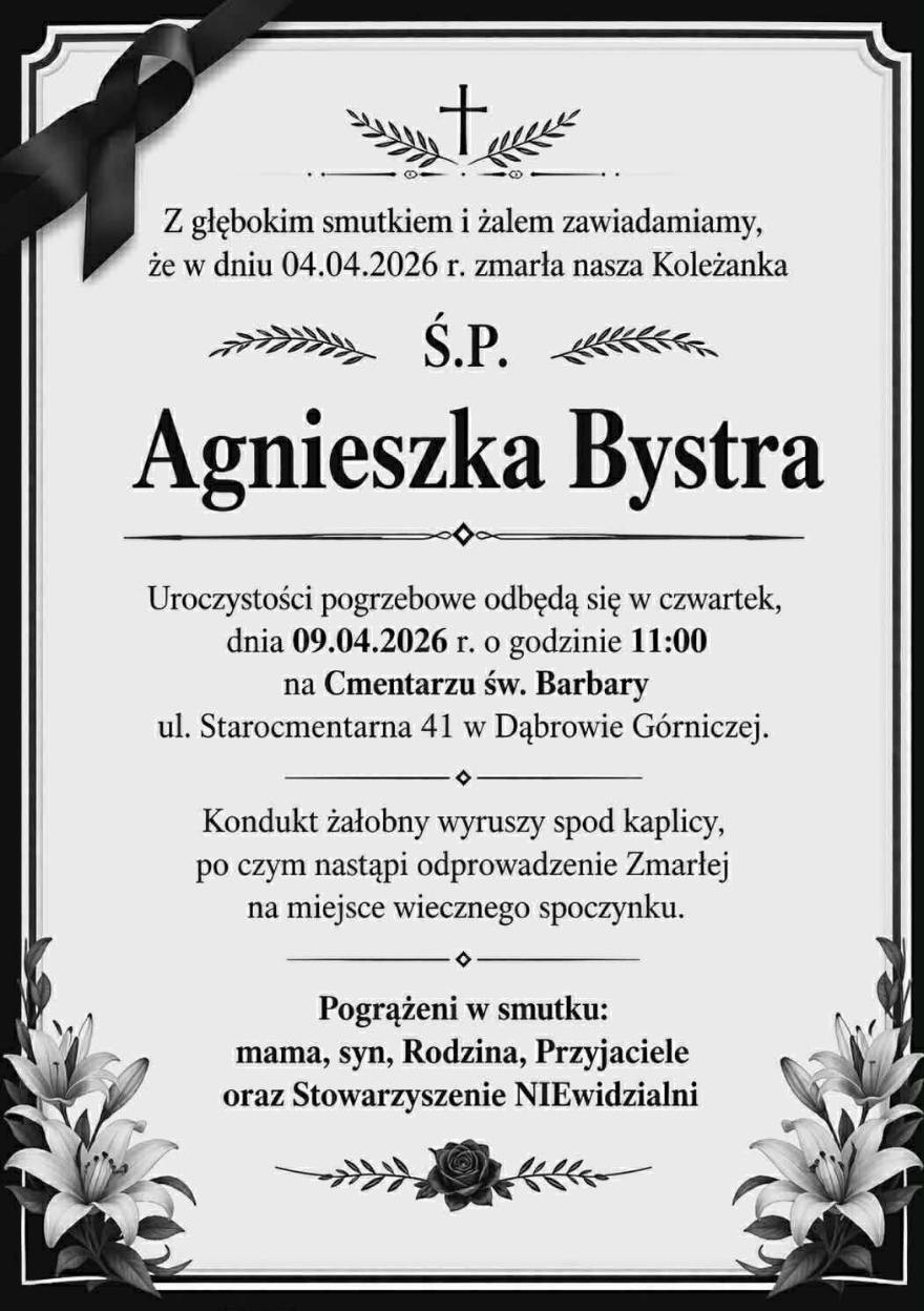 zawiadomienie o pogrzebie